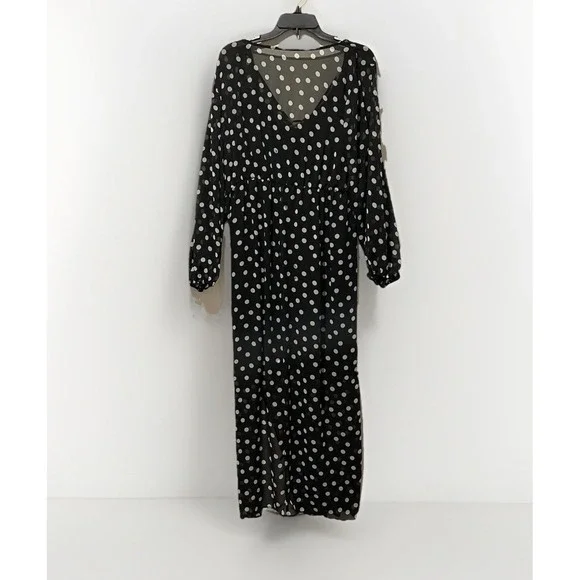 Ava & Viv Women's Balloon Long Sleeve Maxi Shift Dress Lightweight Polka XXL 2XL - Picture 3 of 8